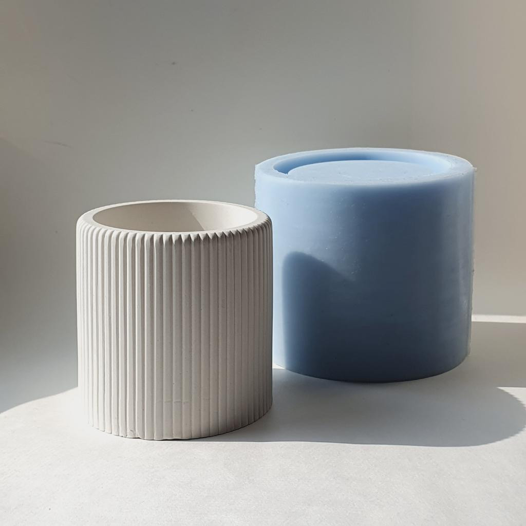 Силиконовая форма Кашпо с полосками 192