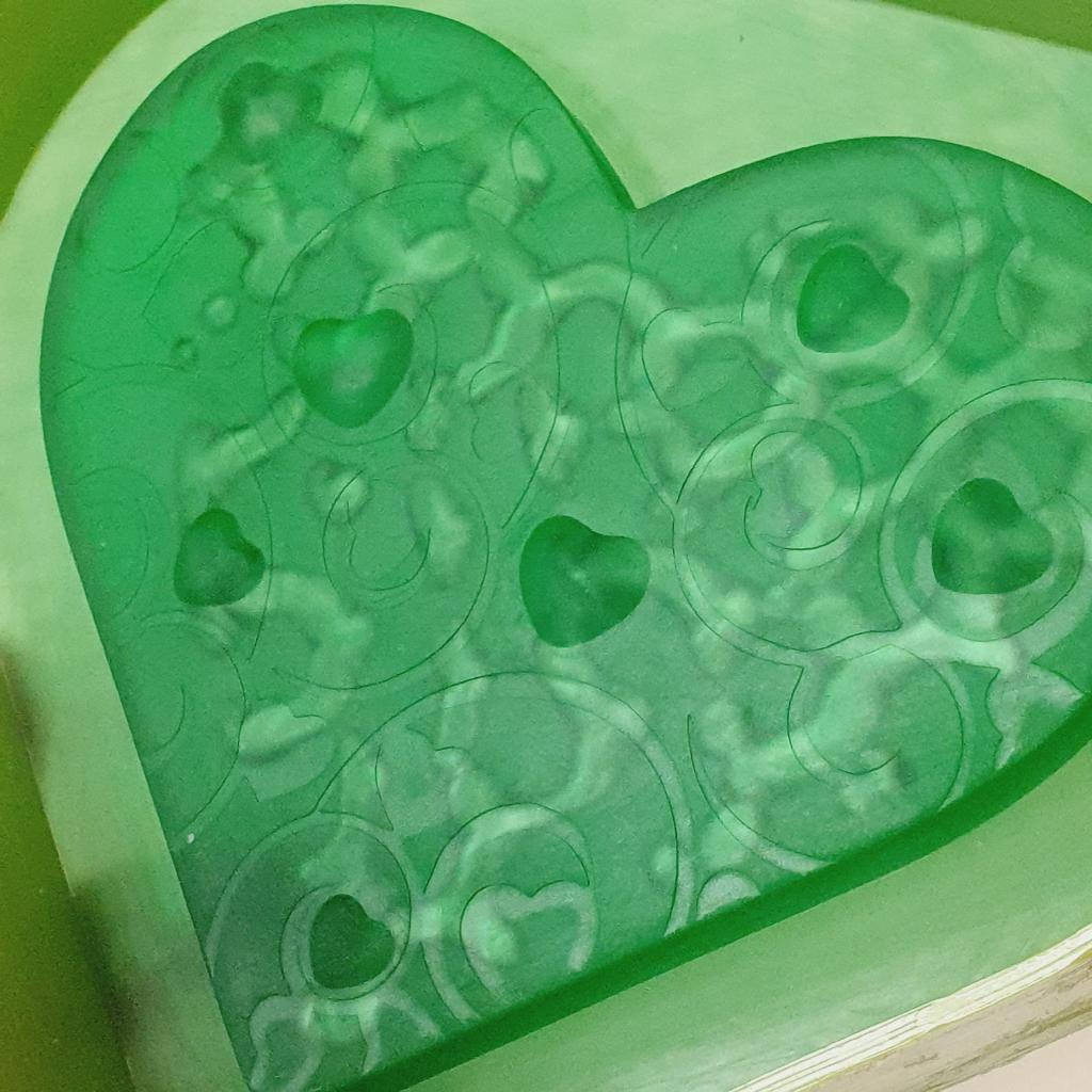 Силиконовая форма  Стакан Сердце 3 отсека с крышкой