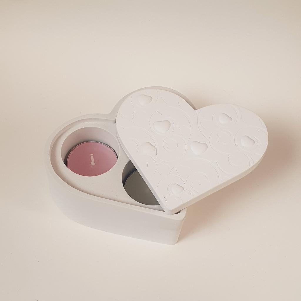 Силиконовая форма  Стакан Сердце 3 отсека с крышкой